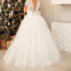 Ivory Flower Girl Dress Floral Lace Tulle